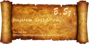 Beythum Szilárd névjegykártya